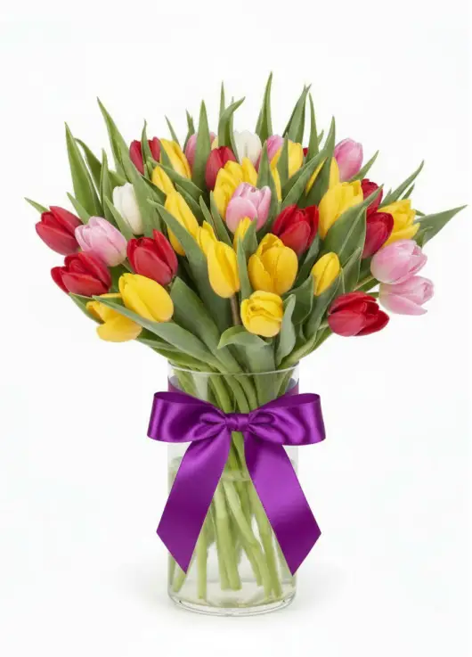 Bouquet of 51 mixed tulips (imported, Netherlands)