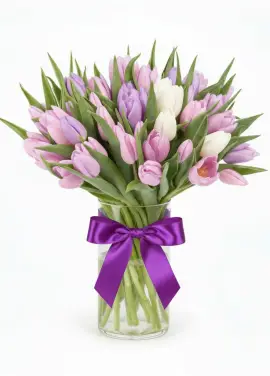 Bouquet of 51 tender tulips (imported, Netherlands)