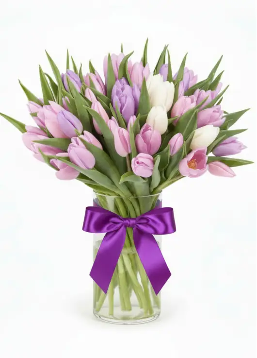 Bouquet of 51 tender tulips (imported, Netherlands)