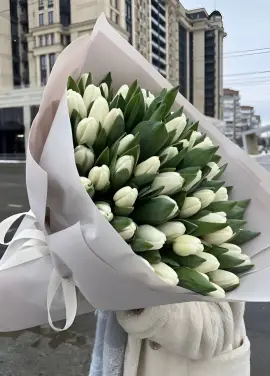 Bouquet of 51 white tulips