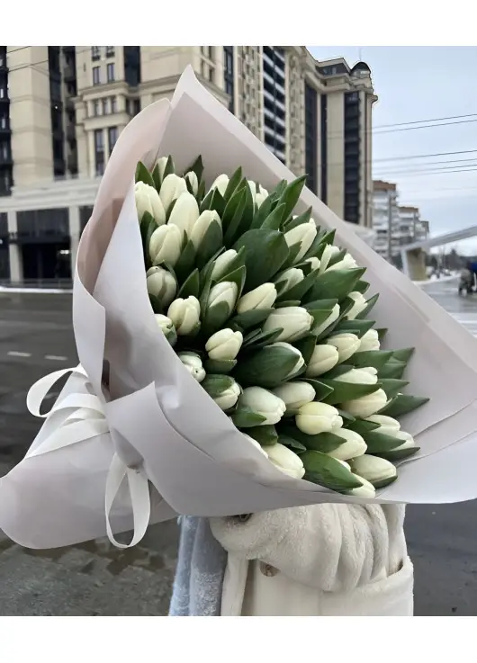 Bouquet of 51 white tulips