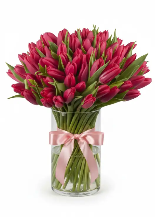 Bouquet of 75 raspberry tulips (imported, Netherlands)