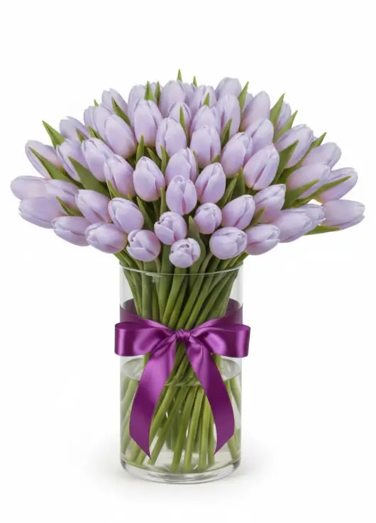 Bouquet of 75 lilac tulips (imported, Netherlands)