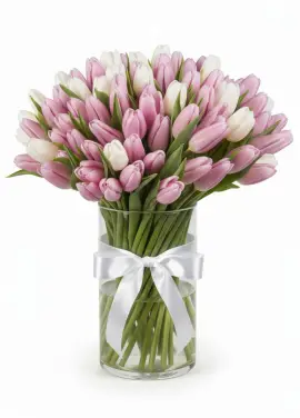 Bouquet of 75 tender tulips (imported, Netherlands)