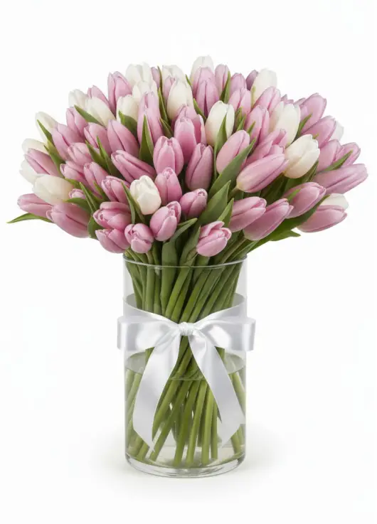 Bouquet of 75 tender tulips (imported, Netherlands)