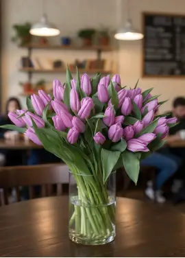 Bouquet of 75 lilac tulips (imported, Netherlands)
