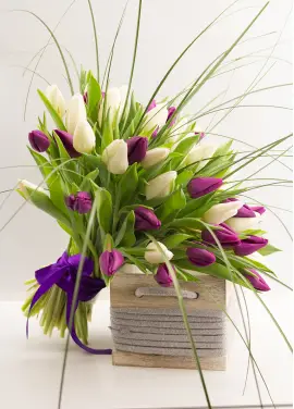Bouquet of colorful tulips