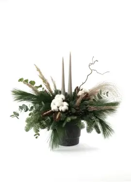 Christmas box with flowers and trees