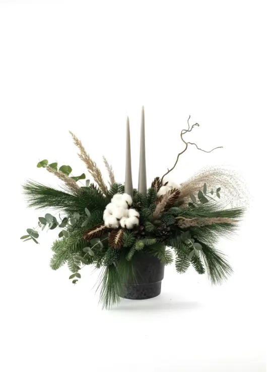Christmas box with flowers and trees