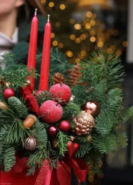 Christmas box with flowers and trees