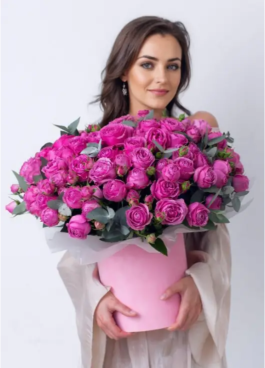 Shrub peony rose in a box