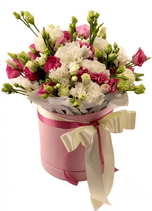 Mix eustoma in a hat box