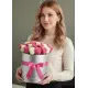 25 white and pink roses in a box