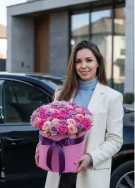 Premium box of 51 soft-tone roses