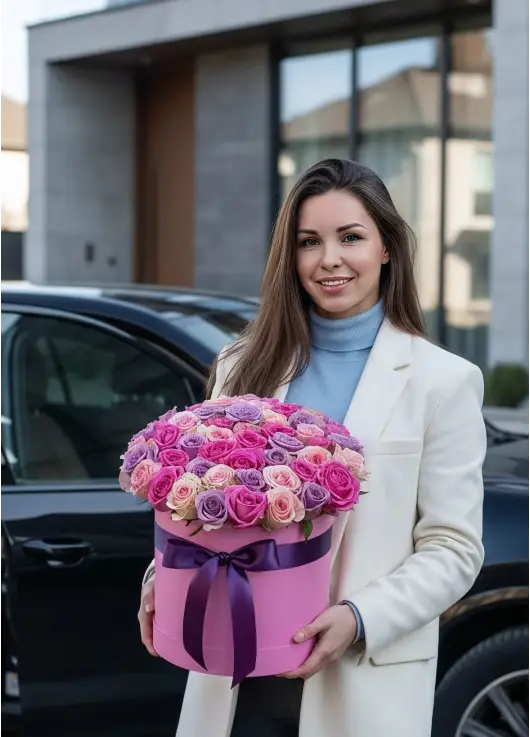 Premium box of 51 soft-tone roses