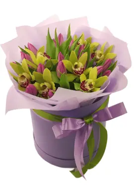 Tulips in a hat box
