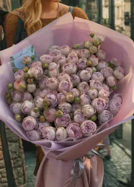 39 branches of pionivate purple rose Blossom Bubbles
