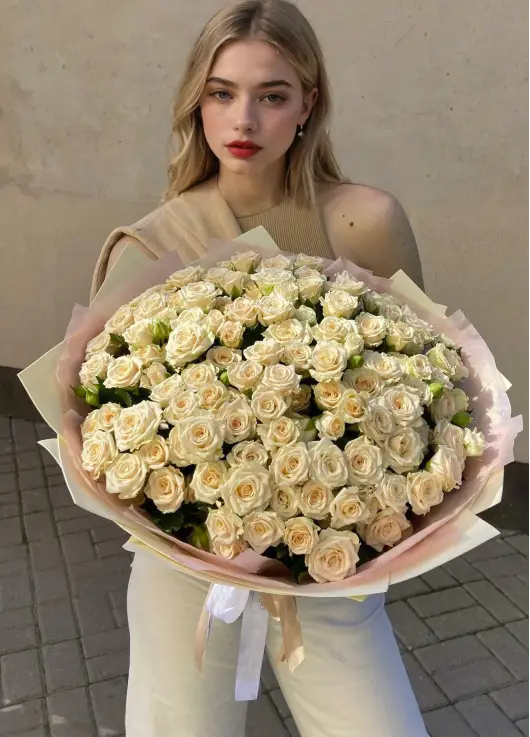 Bushed cream color roses Dnipro